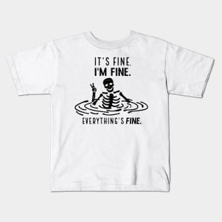 I'm fine funny skull Saying Halloween Kids T-Shirt